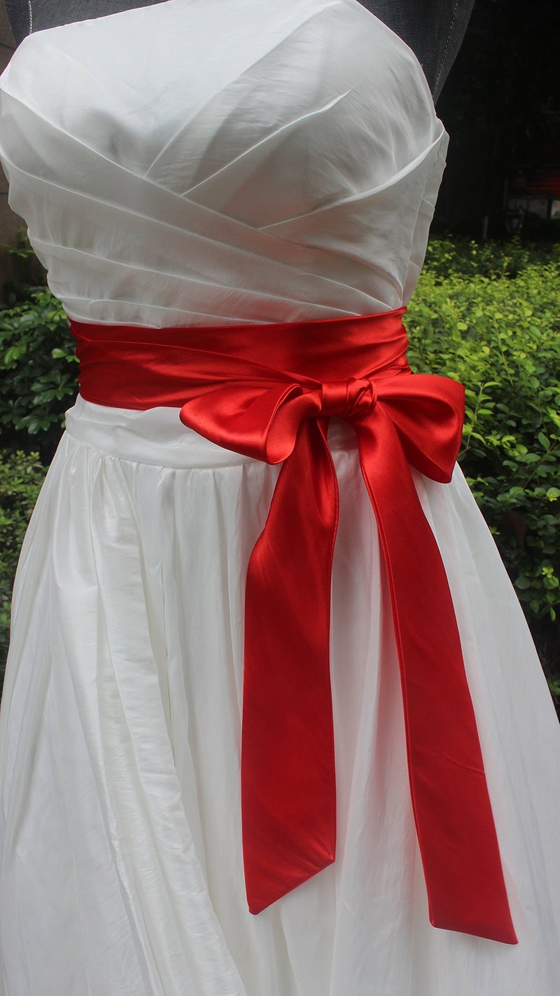 NANIA Wedding satin sash belt for special occasion dress bridal sash (Red) - Image 4